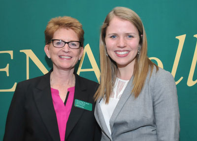 Cheryl Buff, Ph.D. and Sarah Burr '15 conducted research on the fear of missing out. Burr presented that research during the Student Conference in Business.
