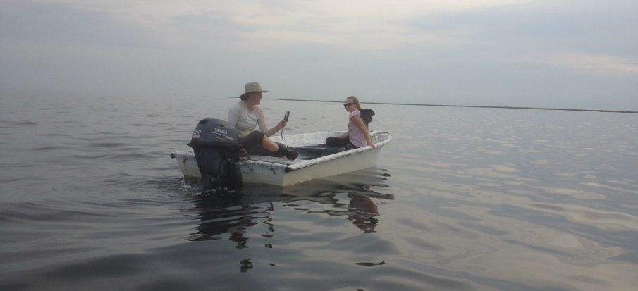 Kelly Dorgan (DISL) and Budai en route for a day of sampling