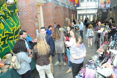 Members of the Siena community enjoy the Fair Trade Bazaar during the annual Fair Trade Colleges and Universities Regional Conference.