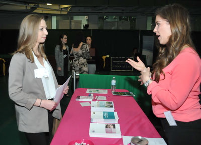 English major Margie Baxter '16 uses the Career, Internship and Graduate School Fair to make connections.