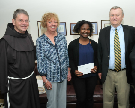 (Left to Right) Br. Ed Coughlin, Cris Lonnstrom, Courtney Houston '16 and Dr. Doug Lonnstrom '66
